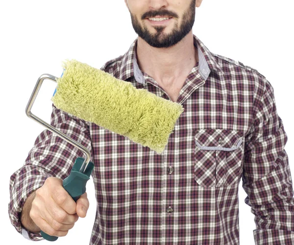 beyaz boya silindiri