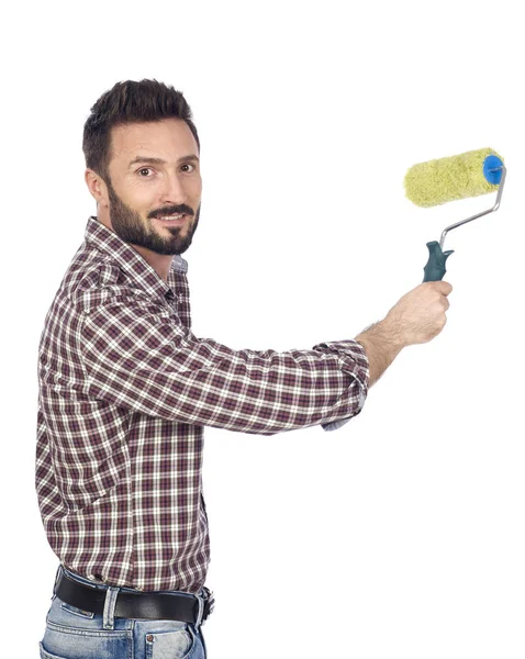 Hombre pintando en blanco —  Fotos de Stock