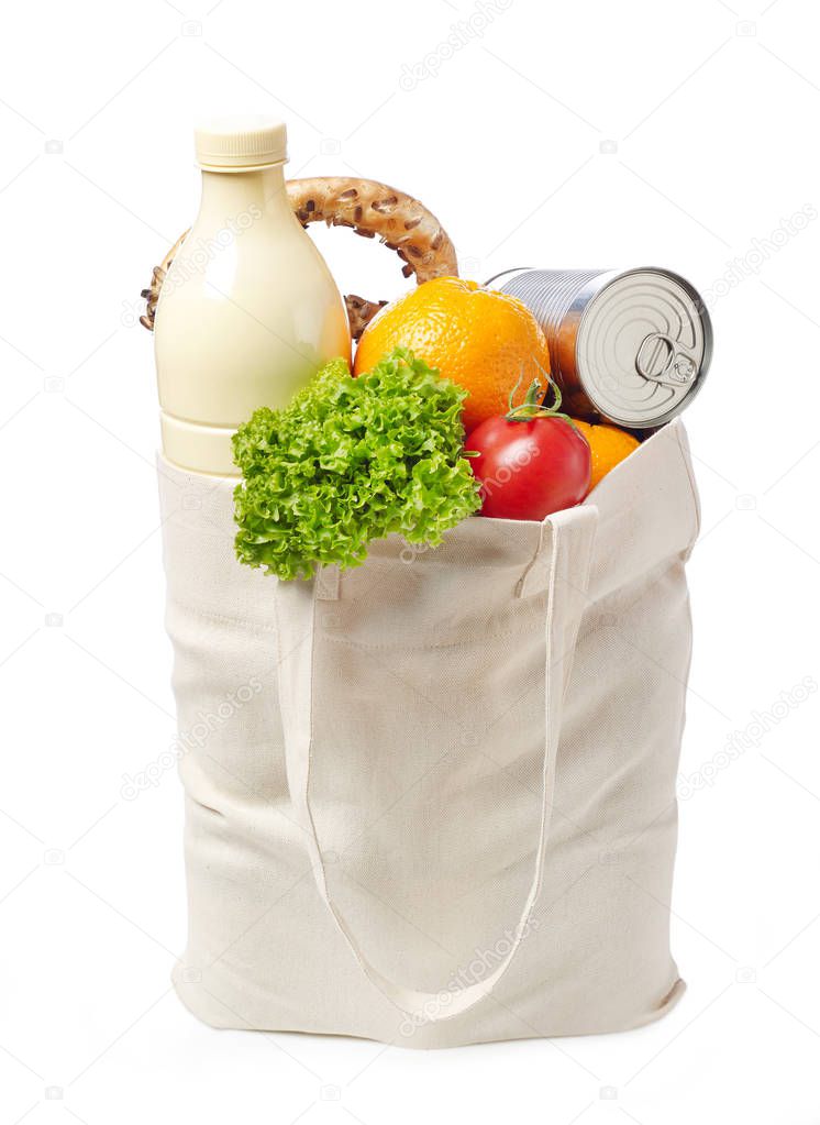 Groceries bag on white