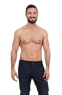 Shirtless man on white clipart