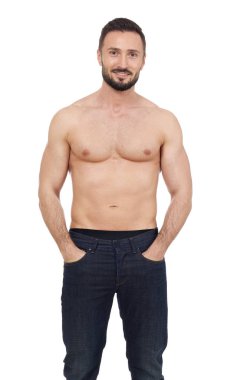 Gömleksiz adam beyaz