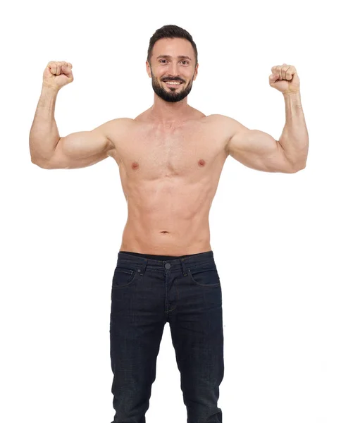 Showing his muscle — Stock Photo, Image