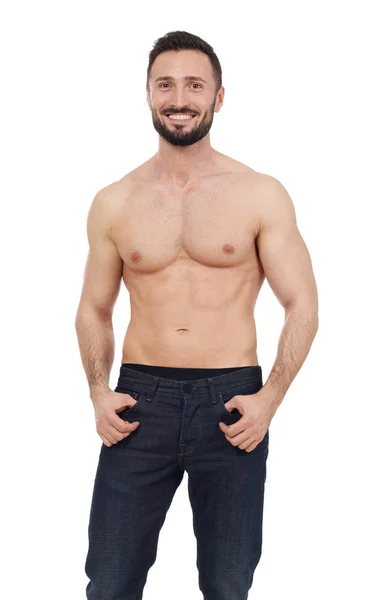 Shirtless alegre homem — Fotografia de Stock