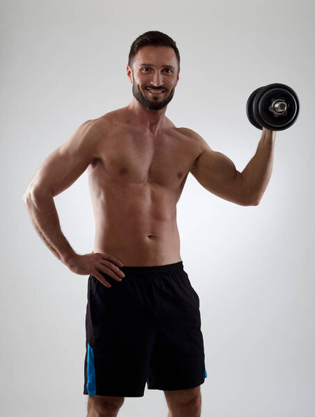 Weight lifter on grey