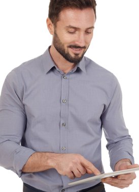 Dijital tablet ile işadamı