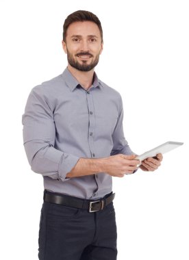 Dijital tablet ile işadamı