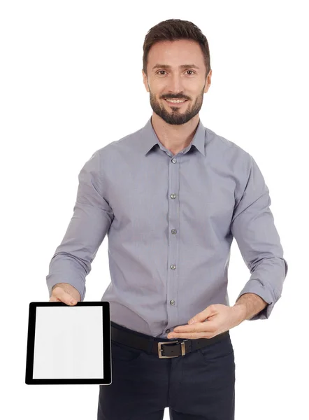 Man showing a digital tablet — Stock Photo, Image