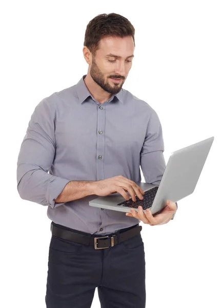 Homem com laptop — Fotografia de Stock