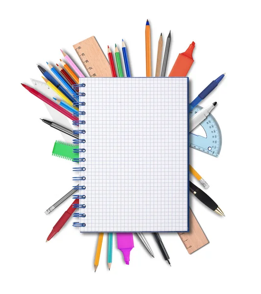 Cuaderno y útiles escolares —  Fotos de Stock