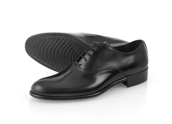Zwarte lederen mannen schoenen — Stockfoto