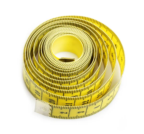 Жовта вимірювальна стрічка спіраль — стокове фото