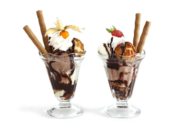 Ice cream glasses on white — Stock Photo, Image