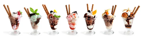 Large collection of Ice cream on white — Stock Photo, Image