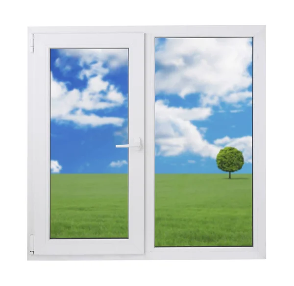 Fehér windows kilátás — Stock Fotó