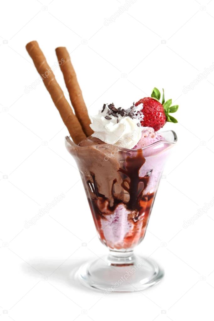 Strawberry and chocolate ice cream