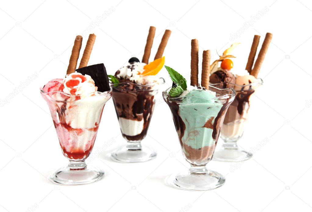 Various flavors ice cream