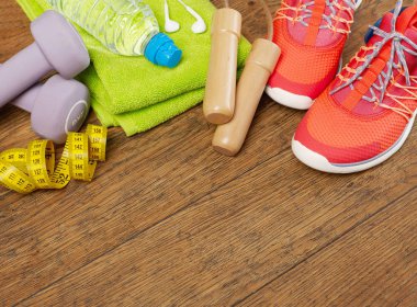 Ahşap üzerine Fitness kavramı