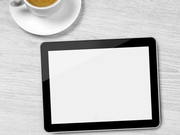 Digital tablet and coffee