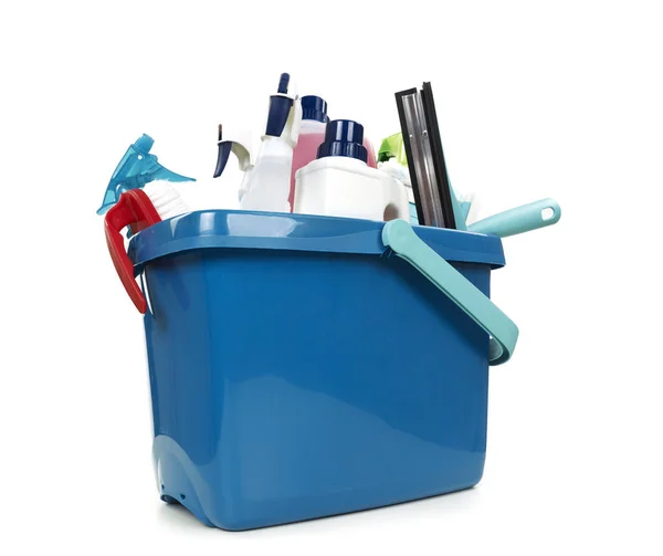 Cleaning equipment in a bucket — Stock Photo, Image