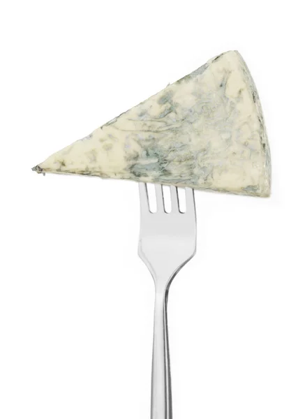 Blauwe kaas op een vork — Stockfoto