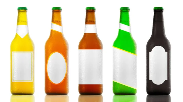 Beer bottles with labels — Stock Photo, Image
