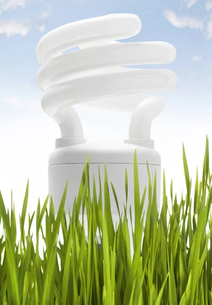 Eco-lampa i gräs — Stockfoto