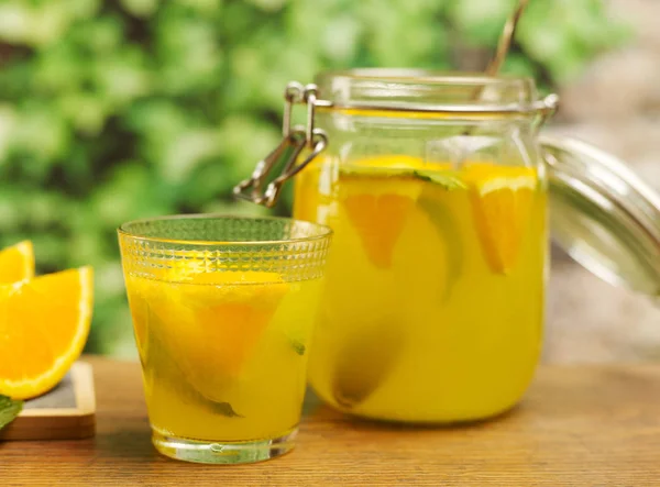 Homemade lemonade in a jar — Stock Photo, Image