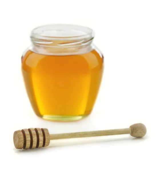 Honey pot and dipper — Stock Photo, Image