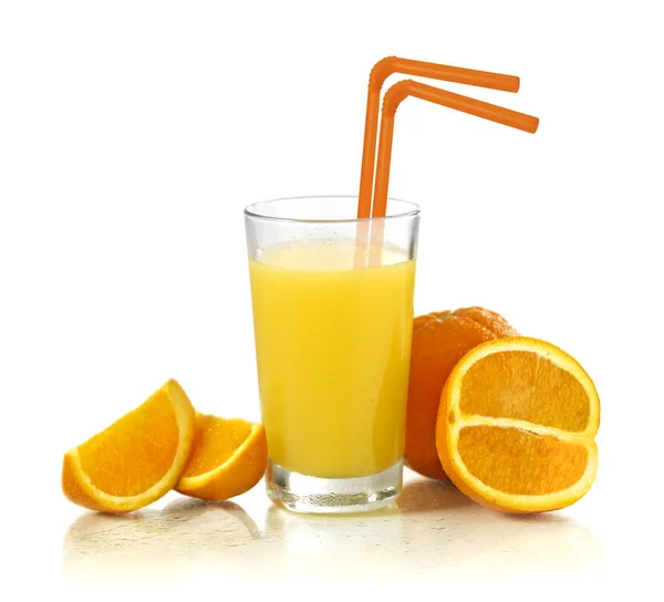 Jus d'orange op wit — Stockfoto