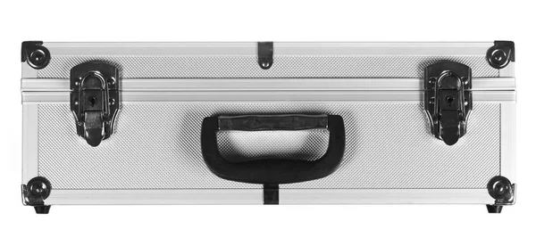 Valigia in metallo su bianco — Foto Stock