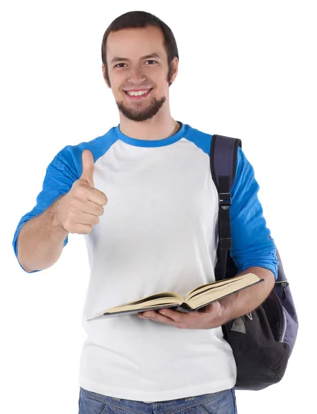 Cheerful student on white — Stock Photo, Image