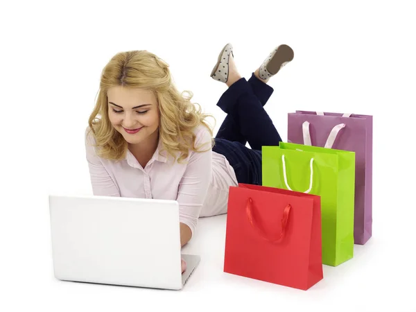 Online winkelen plezier — Stockfoto