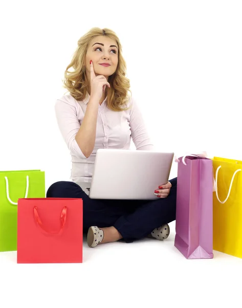 Chica de compras en línea — Foto de Stock
