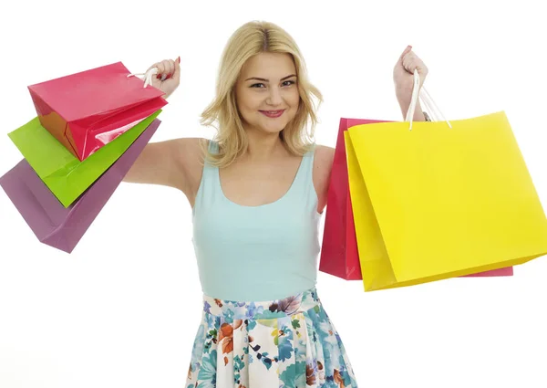 Cheerful shopping girl — Stock Photo, Image