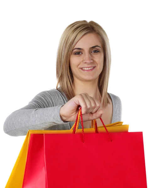 Chica con bolsas de compras — Foto de Stock