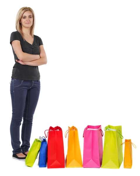 Chica con bolsas de compras — Foto de Stock