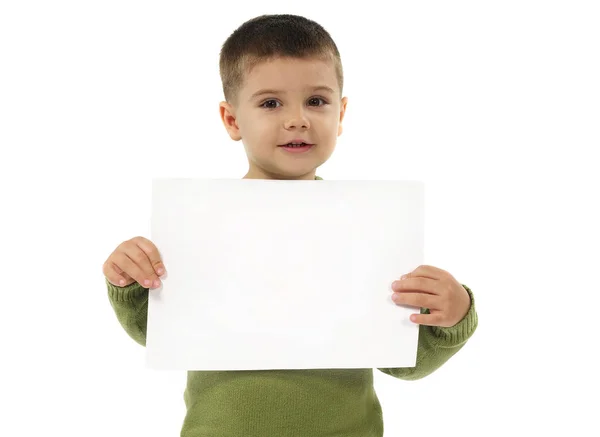 Criança com papel em branco — Fotografia de Stock