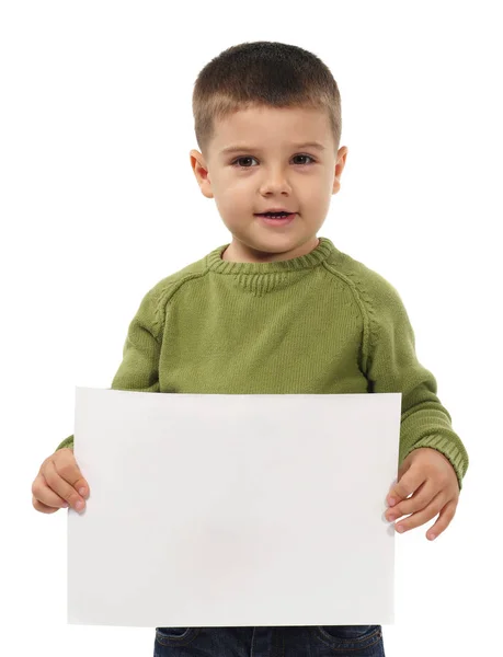 Kid with blank paper Stock Image