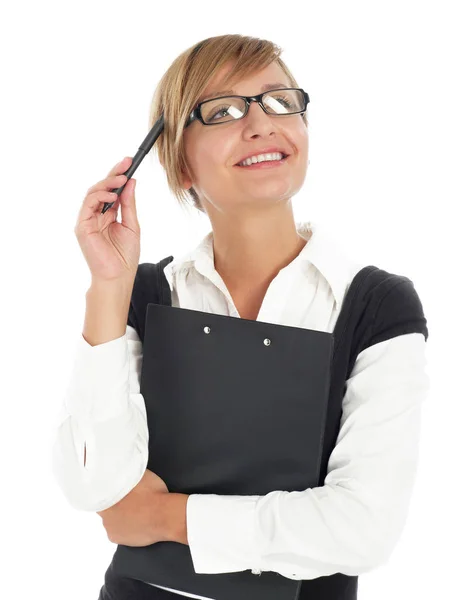 Businesswoman with clipboard — Stock Photo, Image