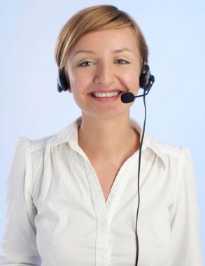 Mavi arka plan üzerinde müşteri hizmetleri