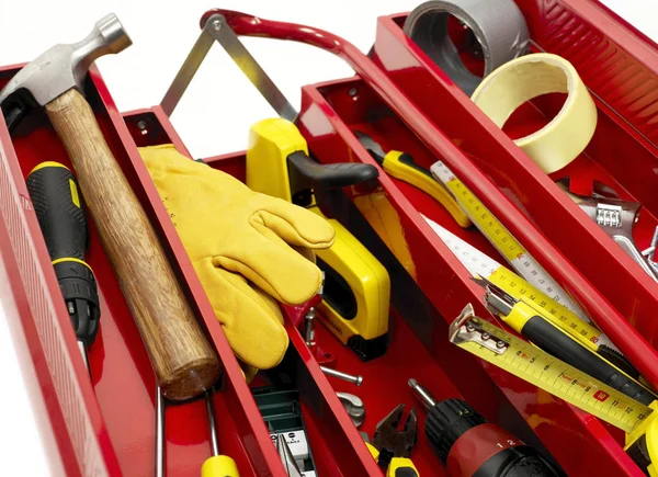 Toolbox close-up on white — Stock Photo, Image