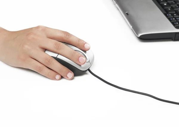 Hand with computer mouse — Stock Photo, Image