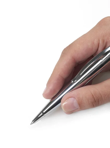 Hand met pen — Stockfoto