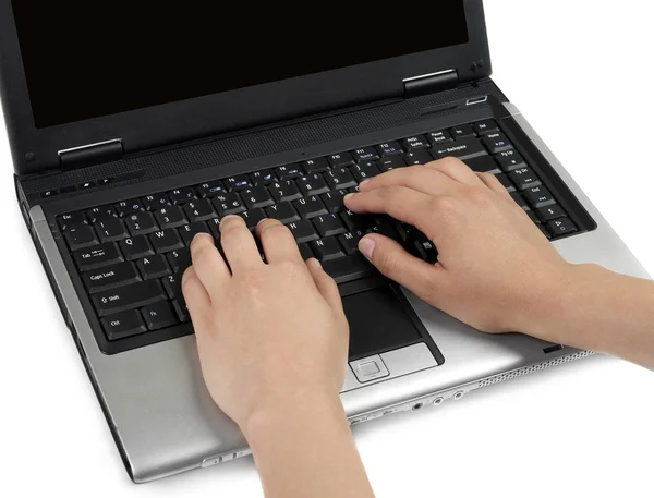 Hands on laptop — Stock Photo, Image