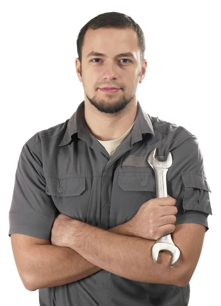 Worker with wrench — Stock Photo, Image