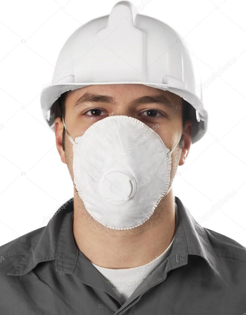Worker with protective mask