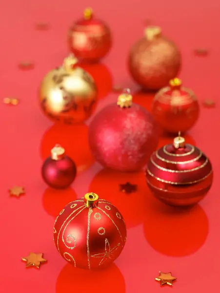 Bolas de Natal em vermelho — Fotografia de Stock