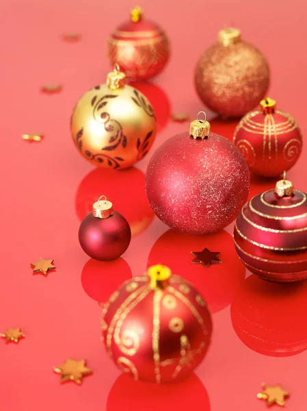 Bolas de Natal em vermelho — Fotografia de Stock