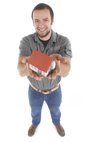 Holding a house model — Stock Photo, Image