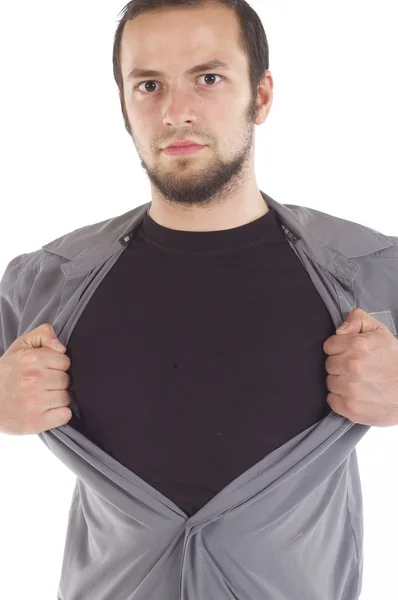 Super guy on white — Stock Photo, Image